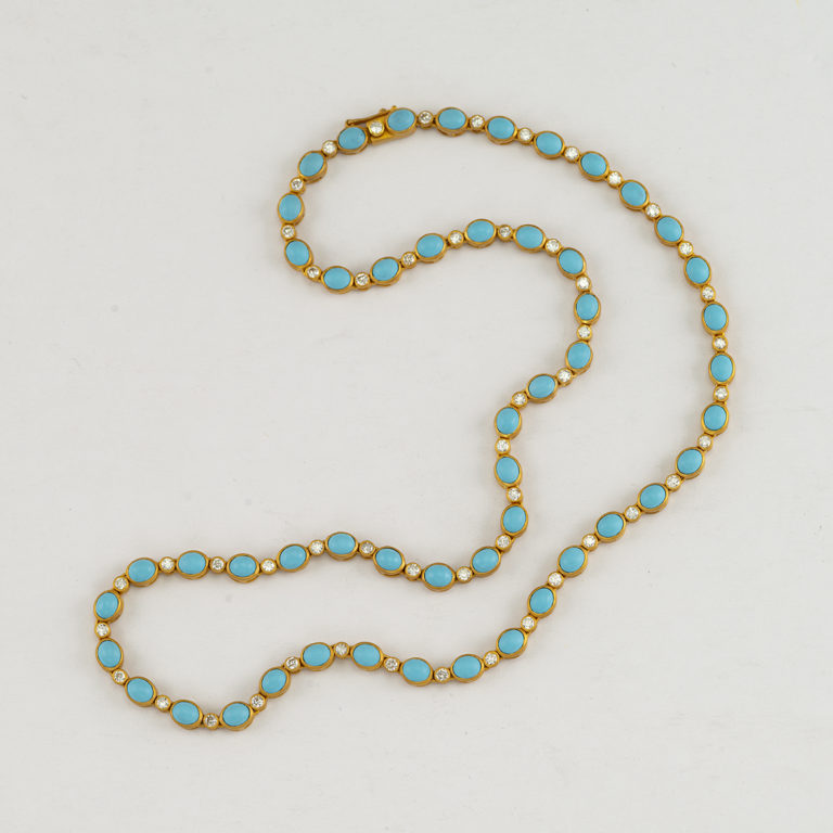 Special Selection Turquoise Necklace with Diamonds