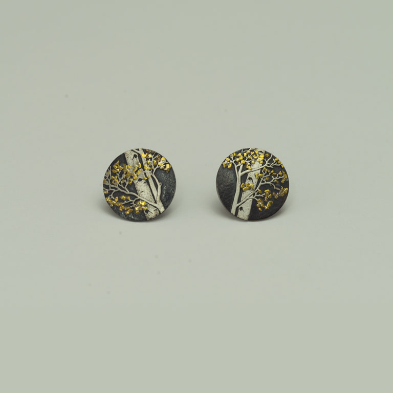 Aspen stud earrings by wolfgang vaatz with silver and gold