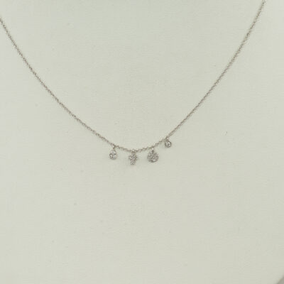 Here is a Meira T diamond necklace. All the diamonds have been set in 14kt white gold. The chain length can be adjusted from 16", 17" or to 18".