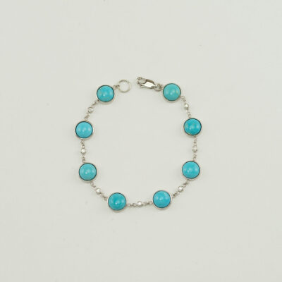 Turquoise and White Sapphire Bracelet