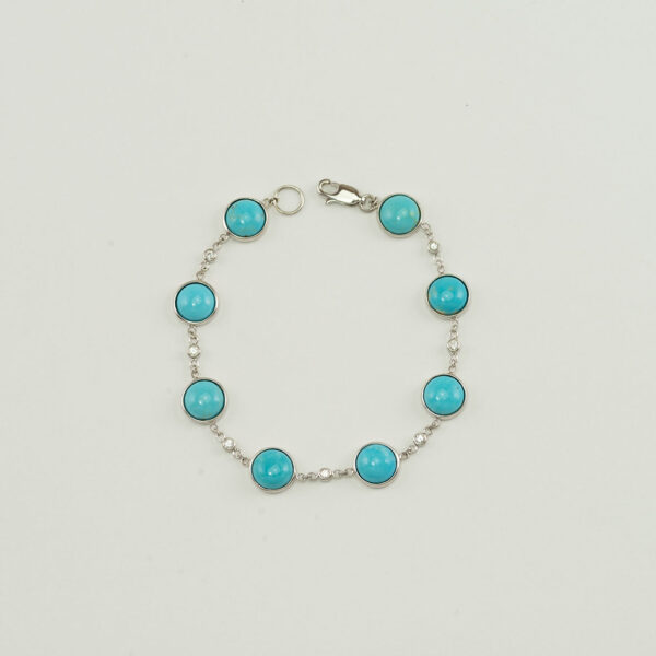 Turquoise and White Sapphire Bracelet