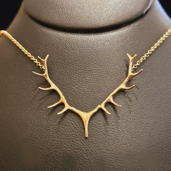 Large 14kt Elk Antler Necklace