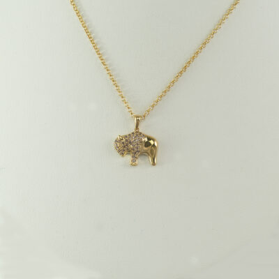 14kt Yellow Gold Bison with Brown Diamonds